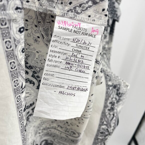 Talbots PR Sample Shirt Dress 4 (Fits 6) Black White Paisley Cotton Sleeveless - Picture 9 of 10